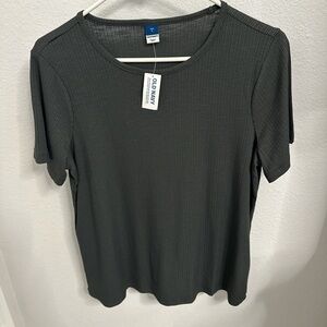 Old Navy Women's Charcoal Ribbed Tee